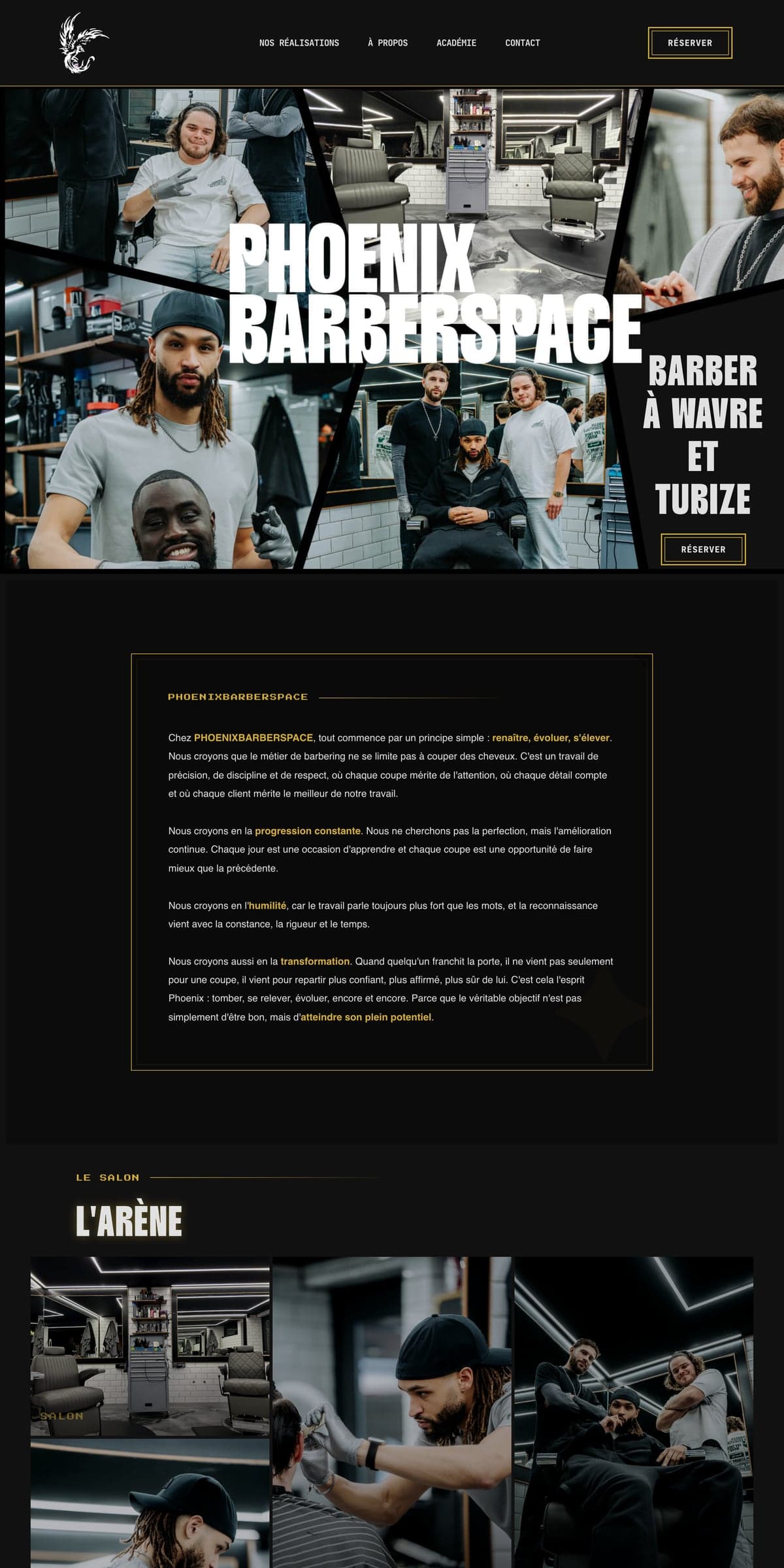 Phoenix Barberspace, capture du site