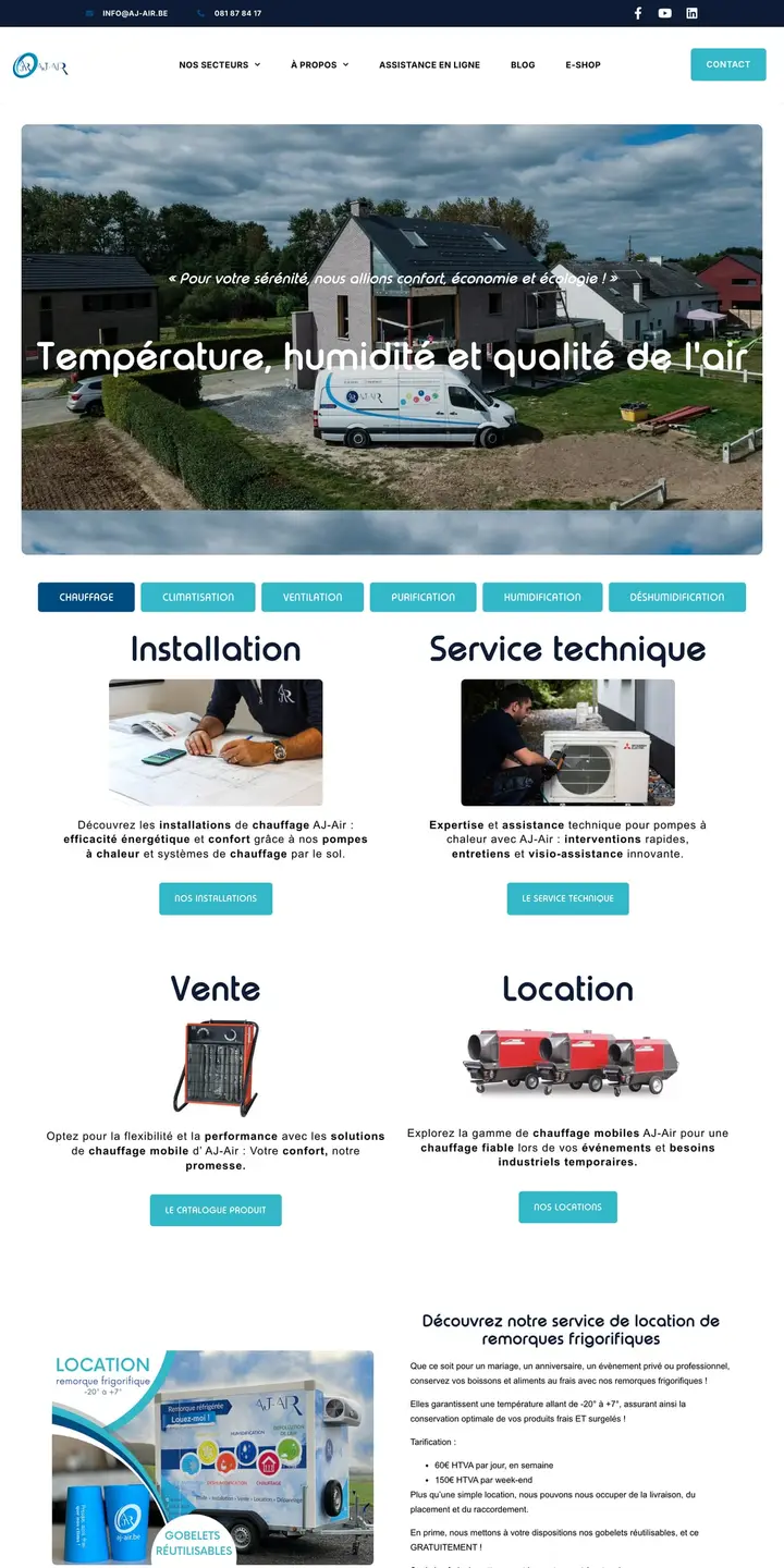 Création de site internet pour AJ-Air, PME belge