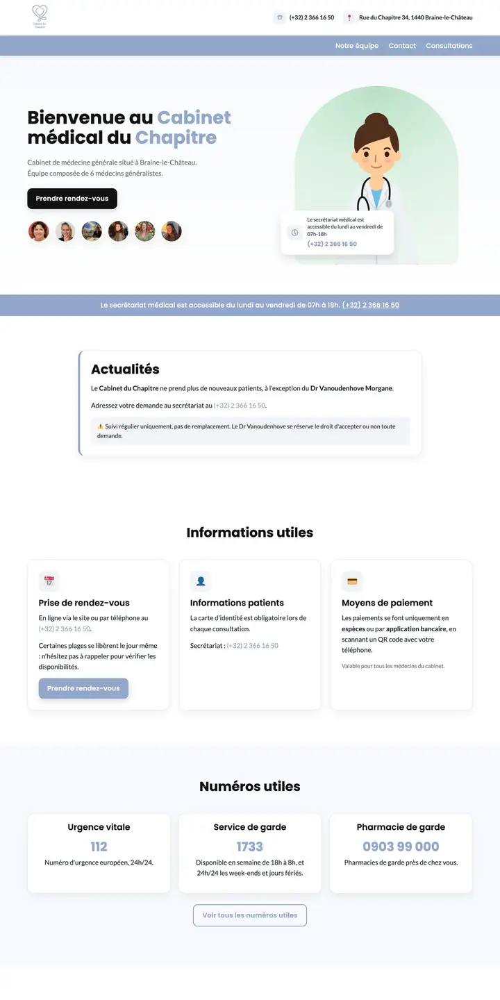 Création de site internet pour Cabinet du Chapitre, PME belge