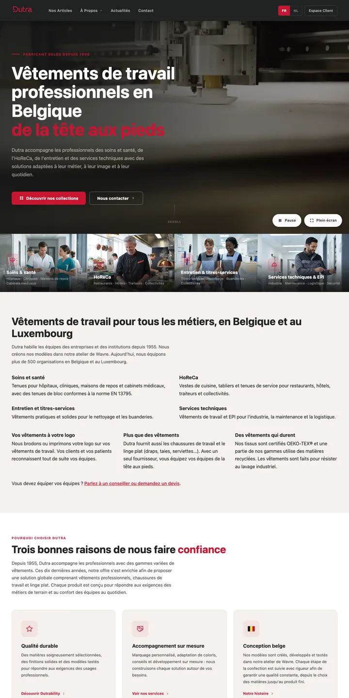Création de site internet pour Dutra, PME belge