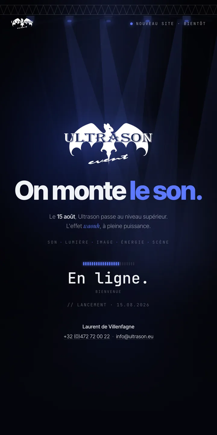 Création de site internet pour Ultrason Event, PME belge